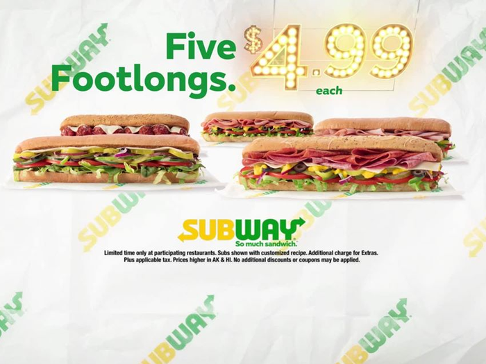 Subway Classic Sandwiches Prices