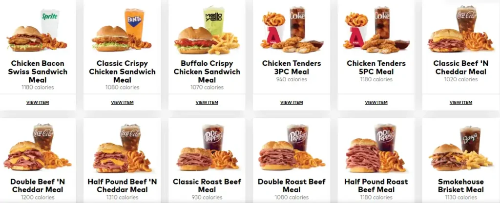 Arby’s Favorites Price Lists