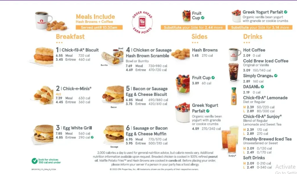 Chick-fil-A MENU PRICES USA UPDATED 2024