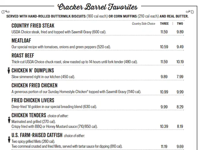 Cracker Barrel Sweets Updated Price Lists