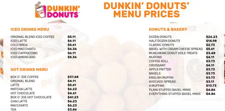 Dunkin’ Donuts MENU PRICES USA UPDATED FEBRUARY 2024