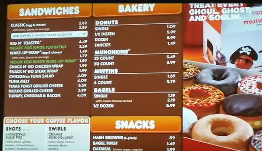 Dunkin’ Donuts Snacks & Sides Menu and Prices