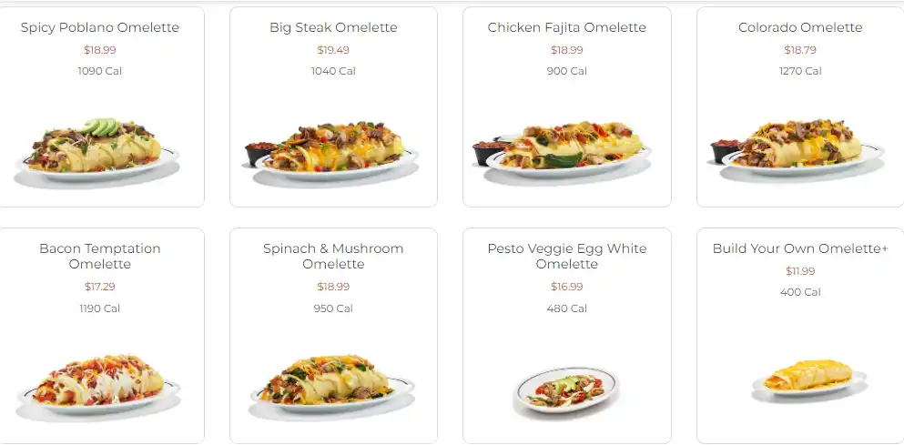 IHOP Omelettes Menu Prices