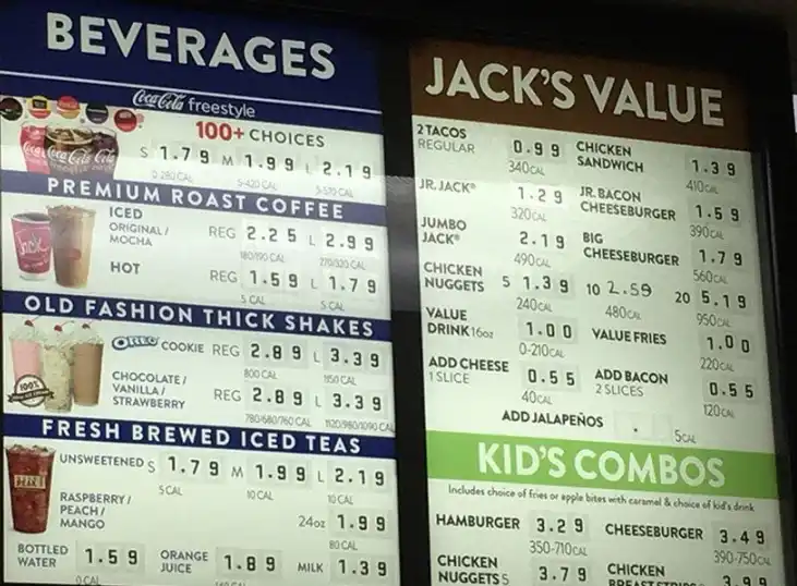 Jack in the Box Drinks Updated Prices