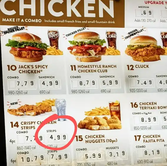 Jack in the Box Featured Items with Prices