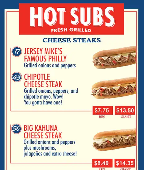 Most Popular Menu Jersey Mike’s Subs Prices