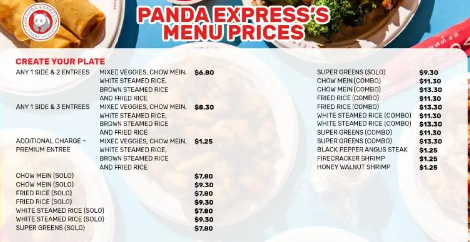 Panda Express USA MENU PRICES UPDATED FEBRUARY 2024