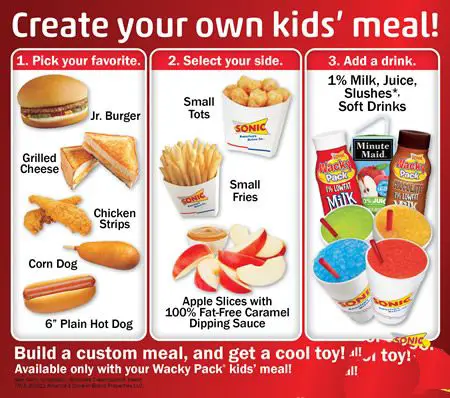 Sonic Kids’ Meals Price Lists