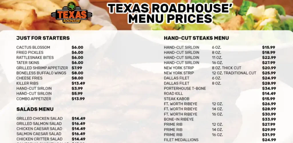 Texas Roadhouse MENU PRICES USA UPDATED 2024