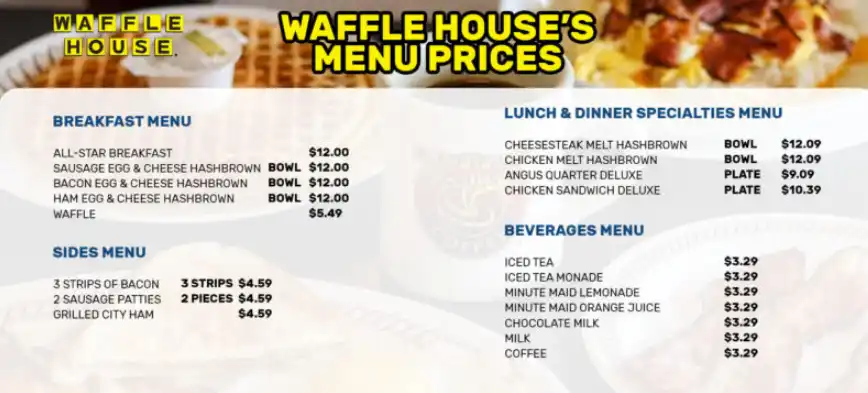 WAFFLE HOUSE MENU PRICES USA UPDATED FEBRUARY 2024