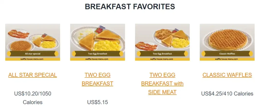 Waffle House BREAKFAST ALL-STAR SPECIAL Menu Prices