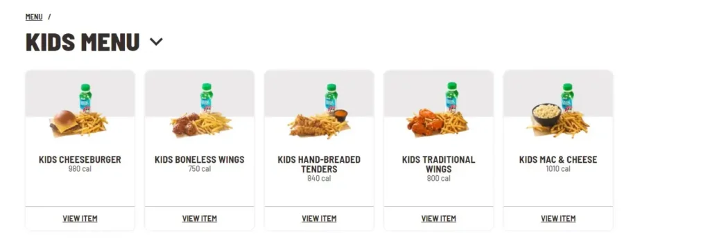 Buffalo Wild Wings Kids’ Meals With Latest Price