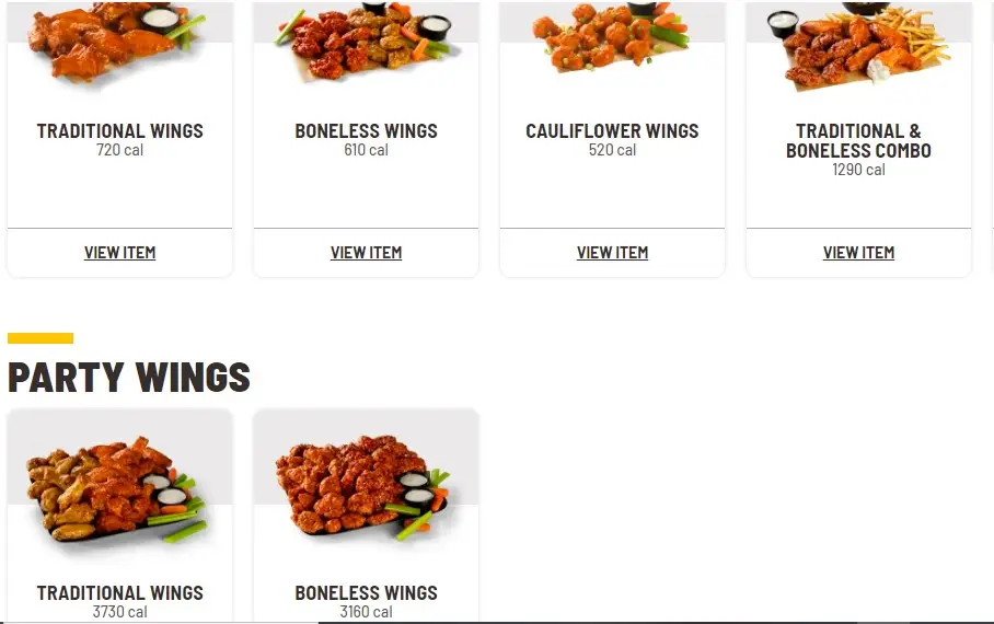 Buffalo Wild Wings Most Popular MENU PRICES