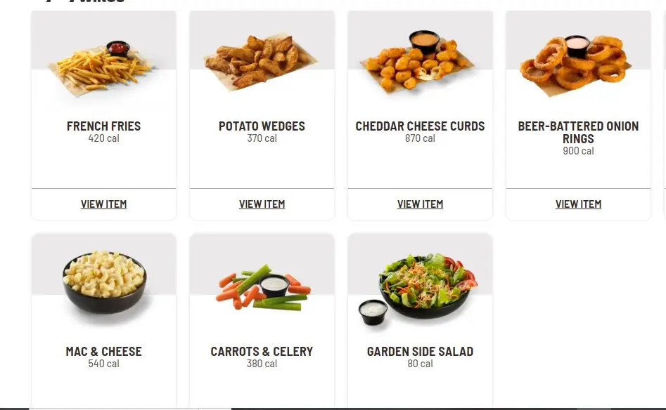 Buffalo Wild Wings Sides MENU PRICES