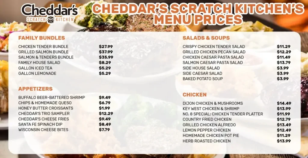 Cheddar’s MENU PRICES USA