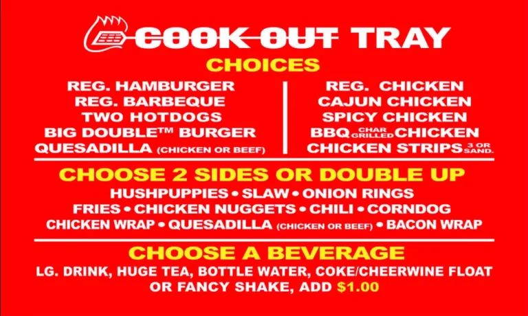 Cook Out MENU PRICES USA UPDATED MARCH 2024