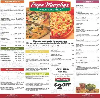 MENU PRICES Papa Murphy’s Stuffed Pizza