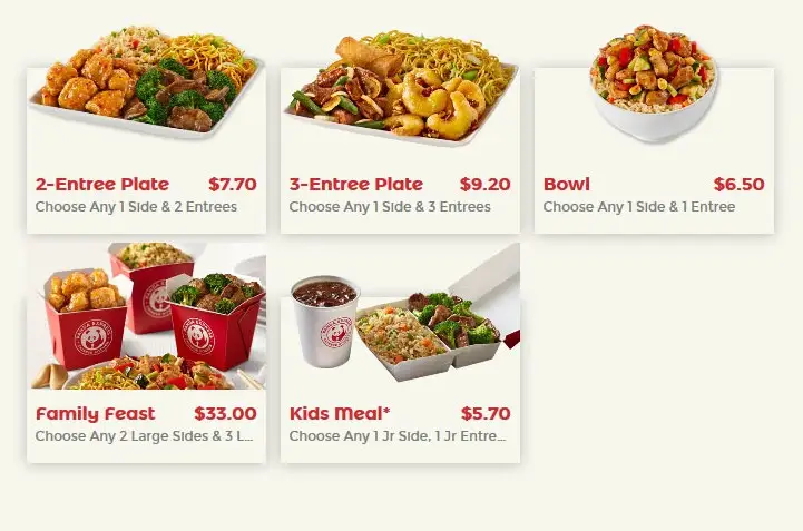 Panda Express Family Meal Menu Price