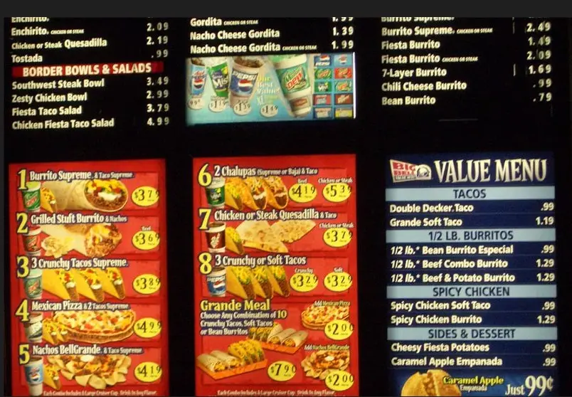 TACO BELL USA MENU PRICES