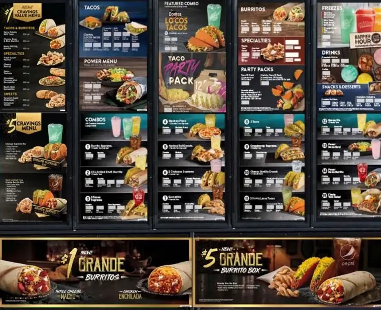 Taco Bell Featured Lunch & Dinner Menu with Prices