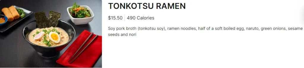 Benihana Ramen Menu Price