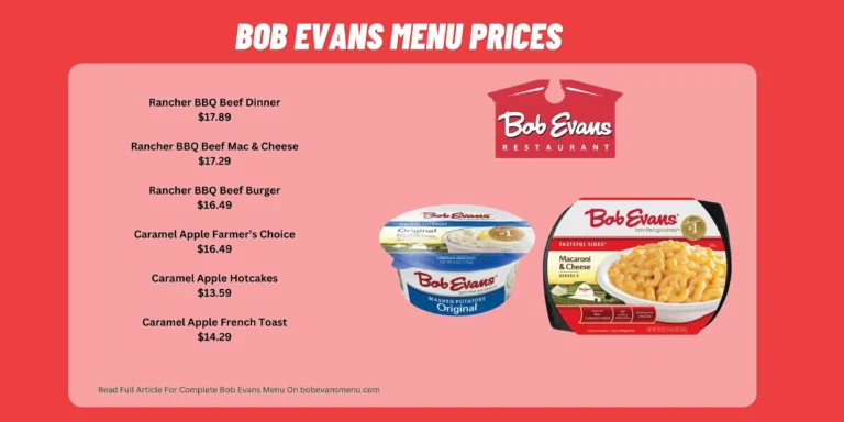 Bob Evans MENU PRICES USA UPDATED March 2024