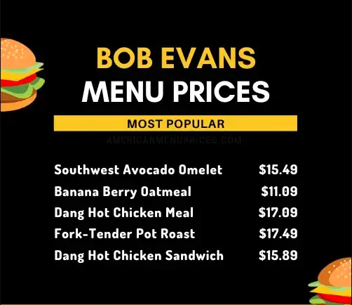 Bob Evans MENU PRICES USA UPDATED 