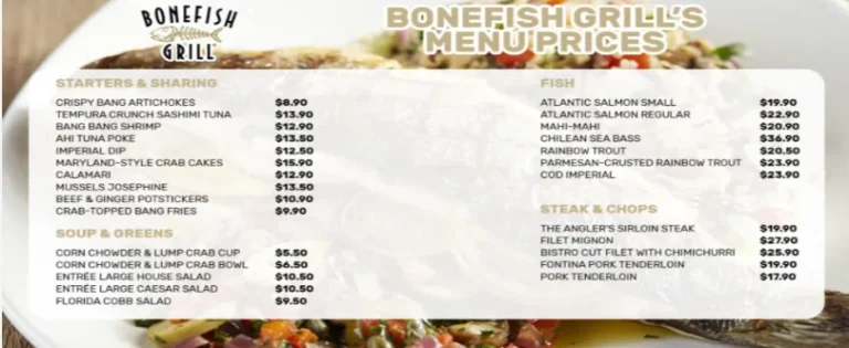 Bonefish Grill MENU PRICES USA UPDATED MARCH 2024