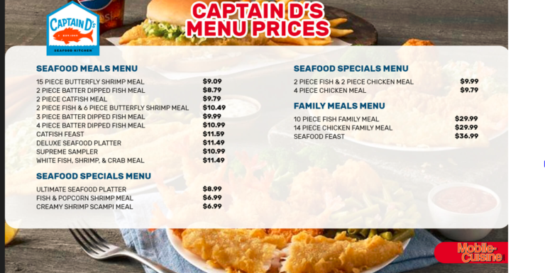 Captain D’s MENU PRICES USA UPDATED 2024