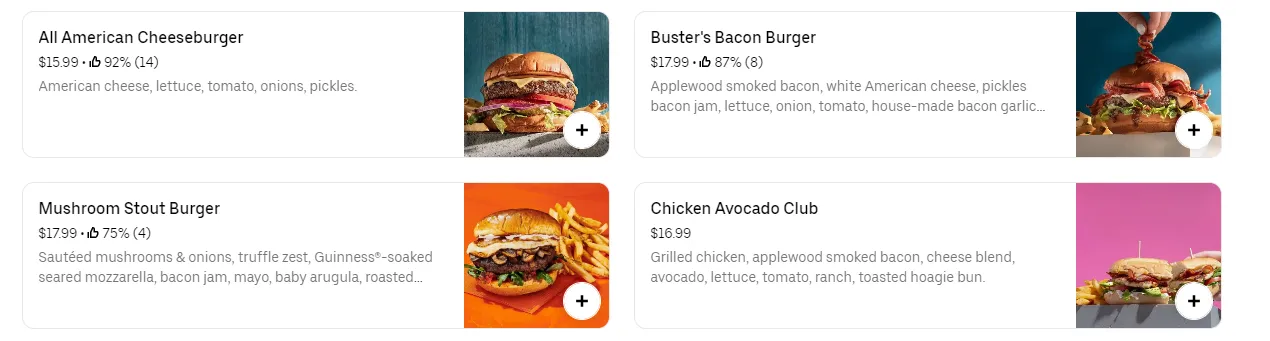 Dave & Buster’s Burgers & Handhelds MENU PRICES