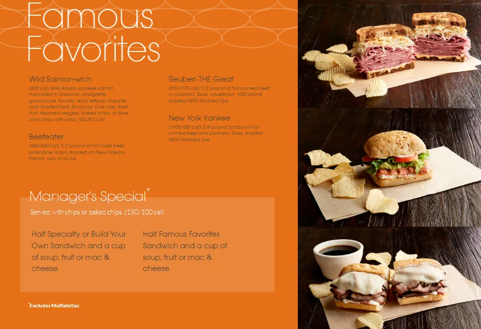 Jason’s Deli Famous Favorites MENU PRICES