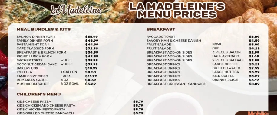 La Madeleine MENU PRICES USA