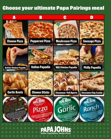 Papa Johns Featured Selection Menu