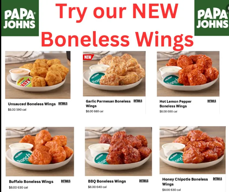 Papa Johns Wings Price updated