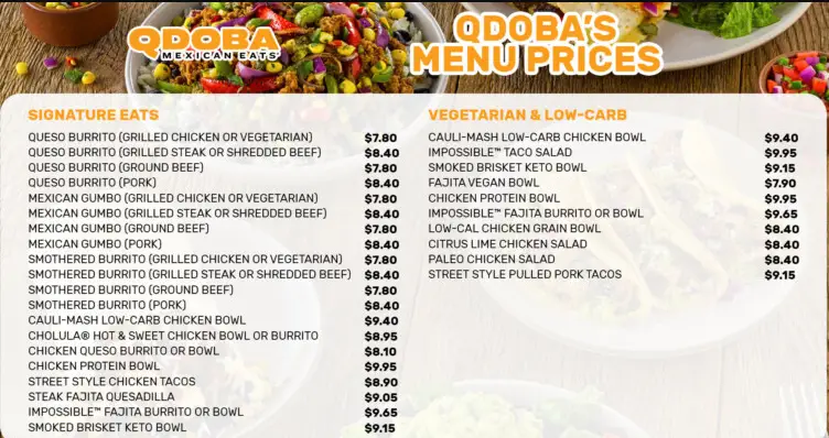 QDOBA MENU PRICES USA UPDATED