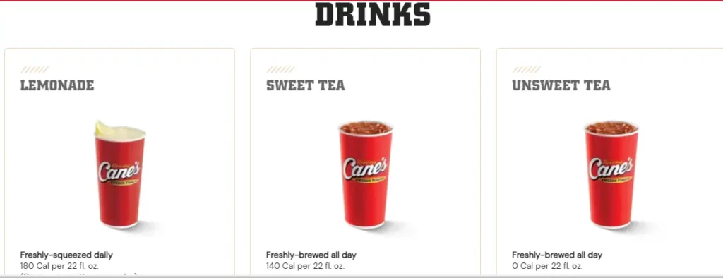 Raising Cane’s Drinks Prices