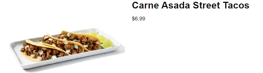 Taco Cabana Carne Asada Updated Price