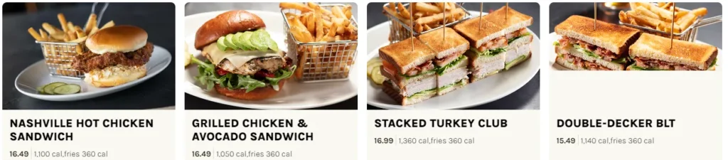  Yard House Price Sandwiches